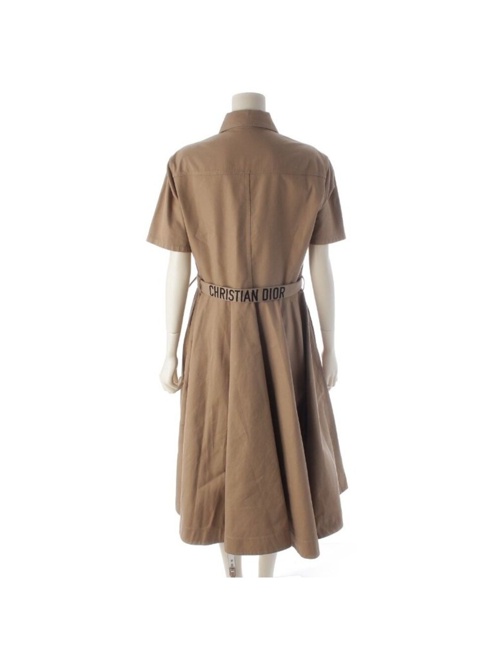 Dior Cotton Logo Belt Short Sleeve Dress Midi Beige 38 - Picture 4 of 10